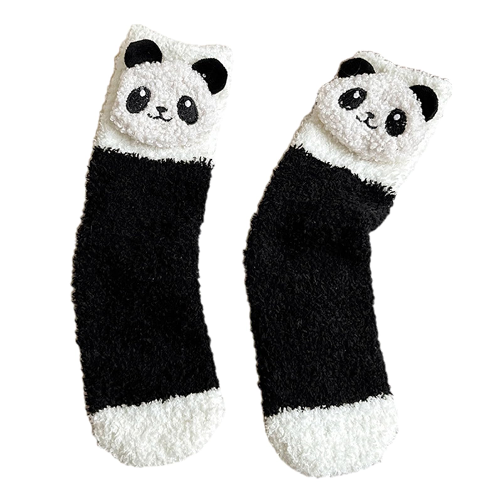 CutitiUUNew Winter Fuzzy Animal Slipper Socks,Coral fleece panda white socks,Slipper Socks Women,Floor socks,Soft Thermal Cozy Socks,Coral Fleece Floor Thick Socks for Slipper,3D Animal Panda