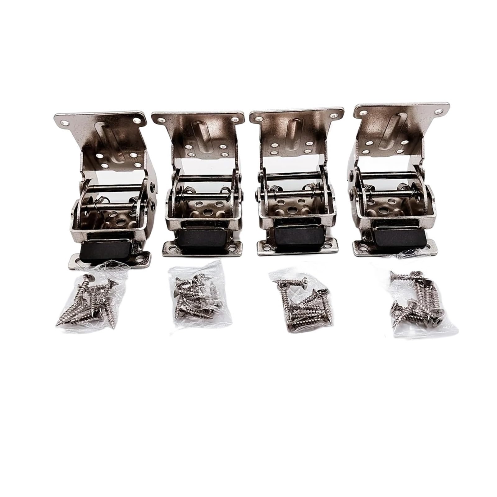 Sensumepb Silver 4Pcs Stainless Steel Folding Brackets, Self Locking Hinges With 32 Screws, Adjustable Support For Table And Workbench Furniture(Silver)