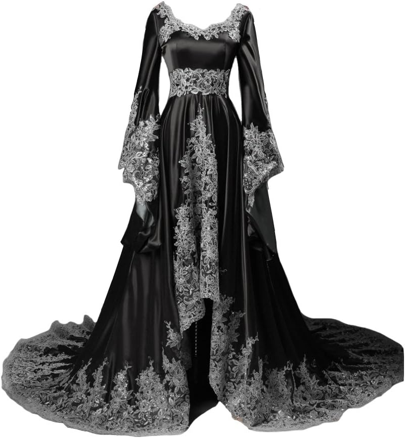 Lemai Vintage Long Sleeves Formal Evening Gowns A Line Women Gothic Dresses