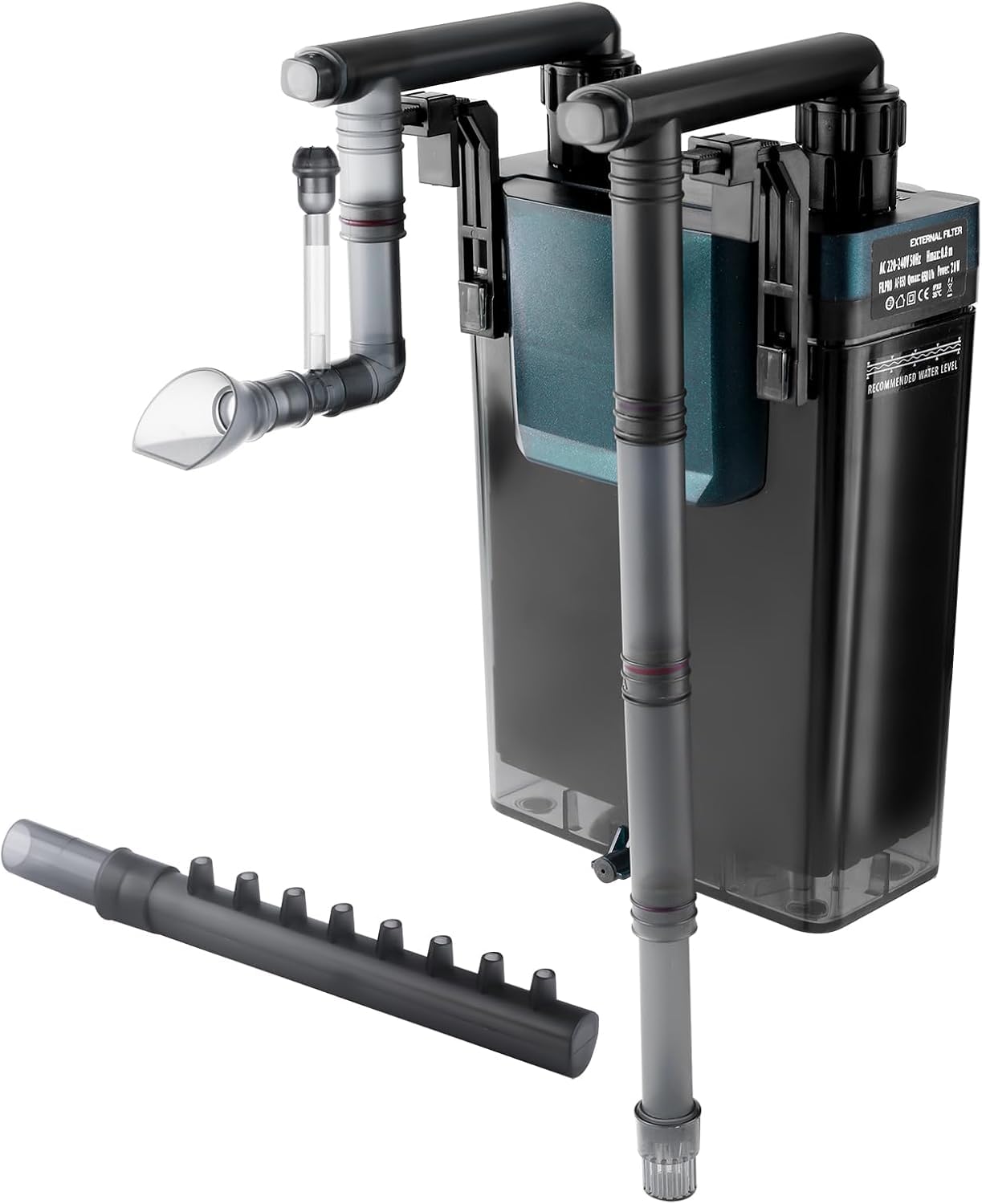 Aquariumfilter 450L/H, leiser Außenfilter mit mehrstufiger Filterung, einstellbarem Durchfluss & Sauerstoffzirkulation, Hang-On-Back-Filter für 26–143L Aquarien
