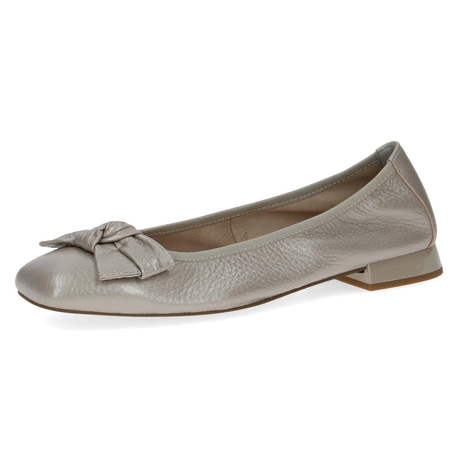 CAPRICE Women's ballet flats in leather, Gray (STONE PER.DEER), 3.5 UK
