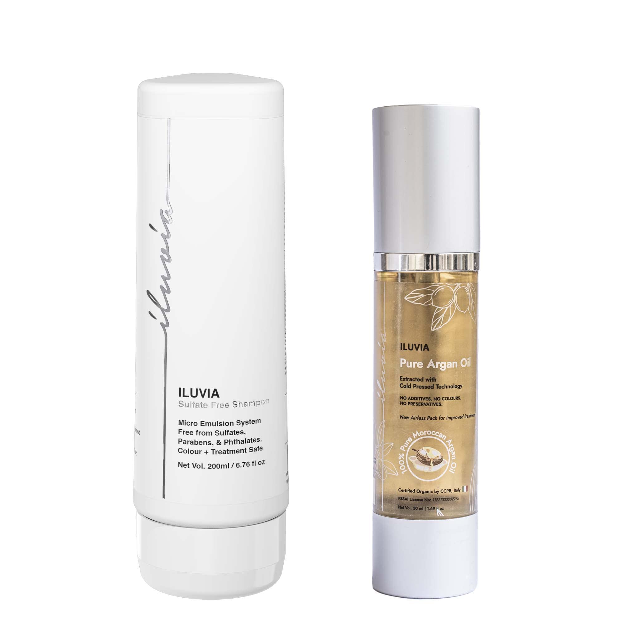 iluvia Professional 100% Pure Argan Oil, 50ml - Certified Organic by CCPB, Italy - No Color, No Additives, No carrier oils, No fillers. (Frizz Control.)