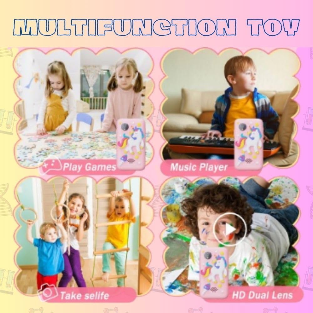 1 pcs Plastic Kids Smartphone Toy Bumper with Mp3 Music Player- Dual Camera for Selfies- in Built Games 2.4" Screen 8Mp Camera Toys for Boys & Girls - Multi Colours 4