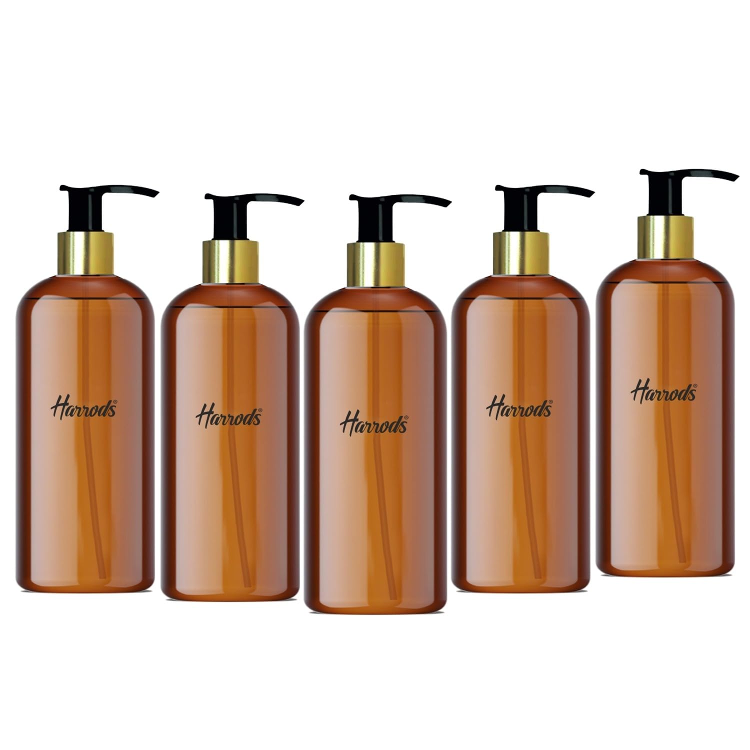 Harrods 5-Piece Empty Refillable Shampoo Pump Bottles | 500ml Plastic Soap Dispenser for Wash Basin, Handwash | BPA-Free, Durable Spray Bottles for Liquid Soap, Lotion, Conditioner (Transparent) (3)
