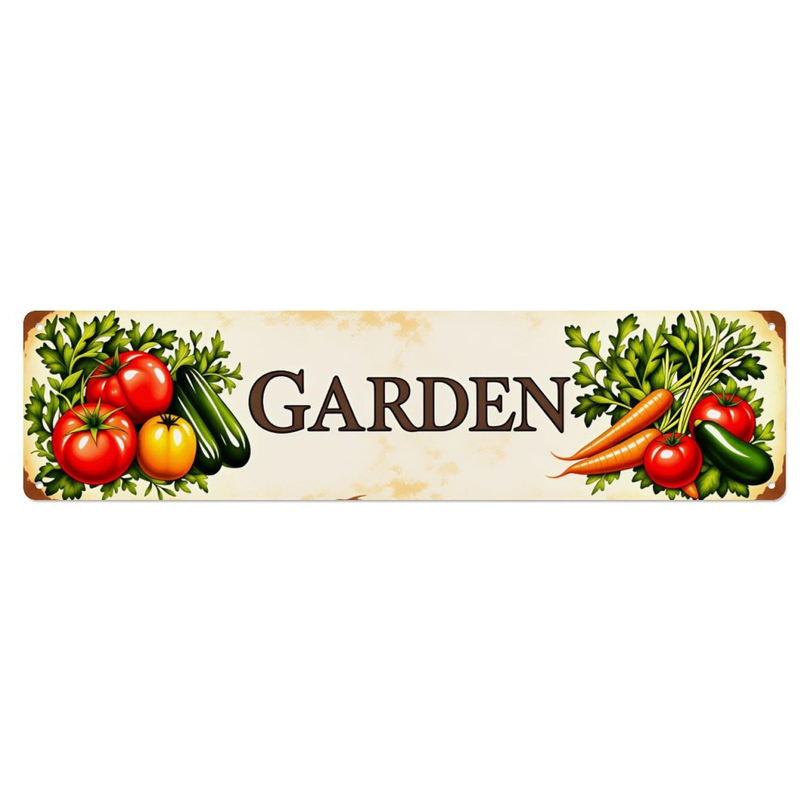 Ldfuieksufg Style Long Vintage Hand Drawn Vegetable Garden Farm Metal Wall Sign Vintage Aluminium Metal Sign, Retro Wall Decor For Home, Bar, Garage & Farmhouse 10 * 40Cm