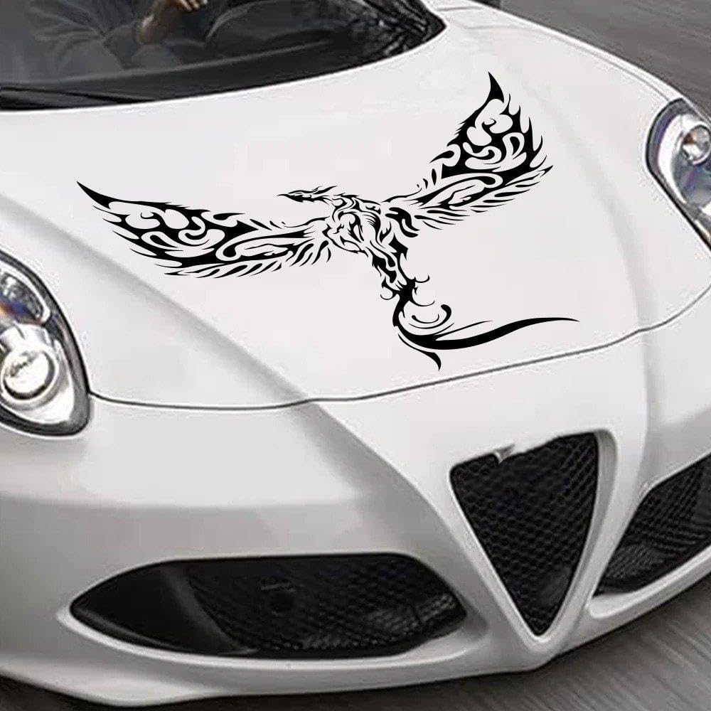 Decalcomanie per Auto Adesivi per Copertura Cofano Auto, Decalcomanie in Pellicola Vinilica(Glossy White)