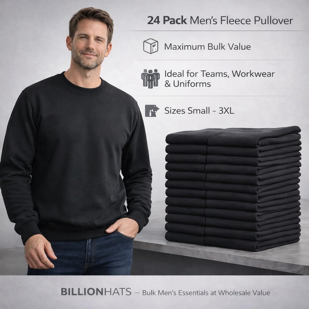 BILLIONHATS Mens Crewneck Sweatshirts in Bulk, Cotton, Wholesale Screenprinting Sweat Shirts For Men, Layer Shirt - Image 8