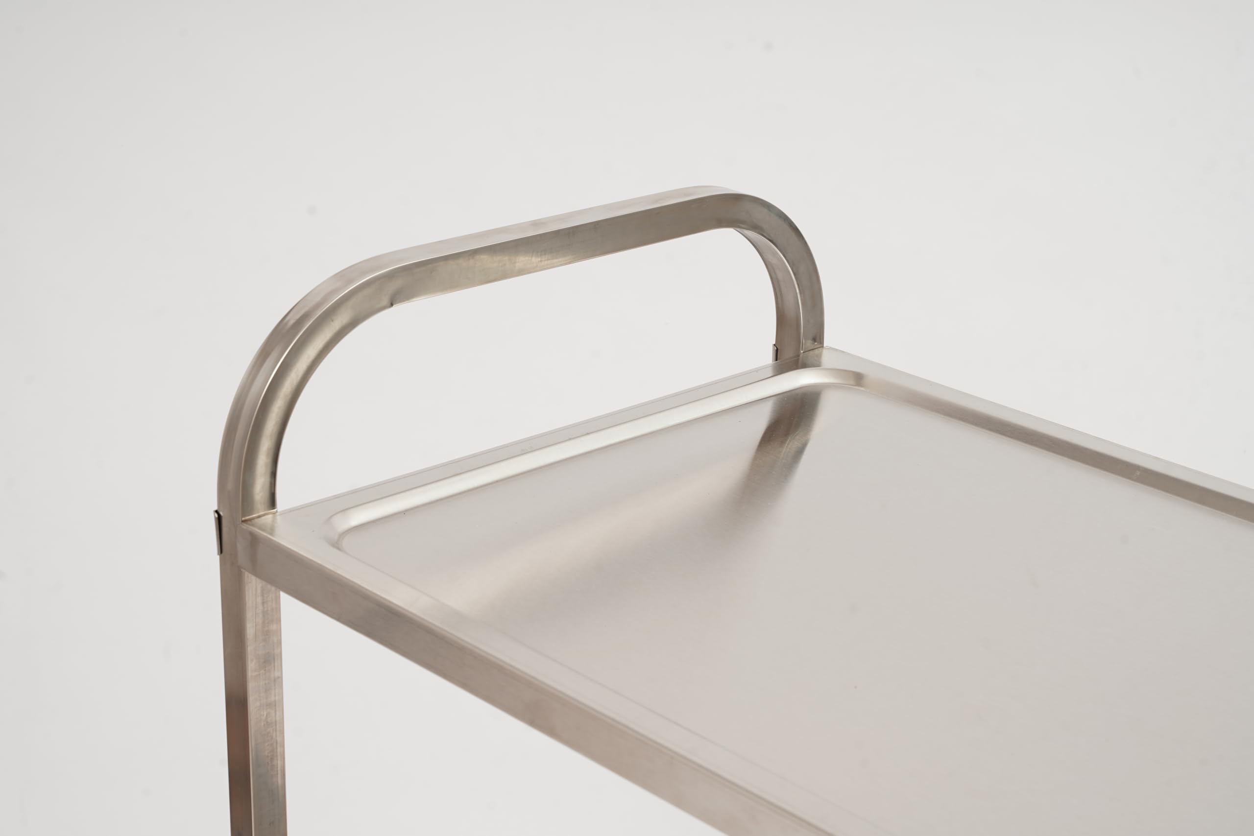 Chariot de service en acier inoxydable 2 étages avec freins 95 x 49 cm