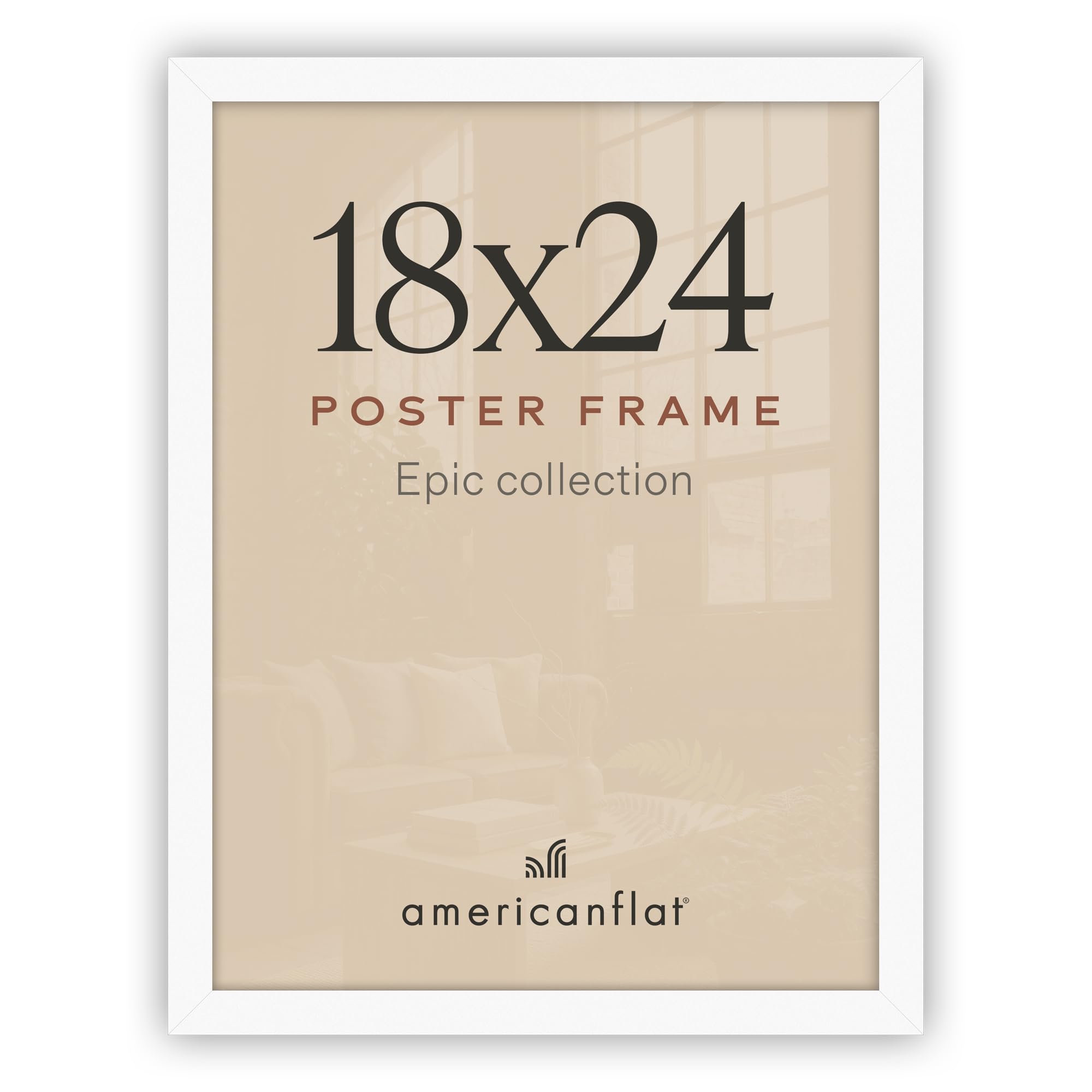 Americanflat 18x24 Poster Frame in White - Composite Wood with Polished Plexiglass - Horizontal and Vertical Formats for Wall with Included Hanging Hardware
