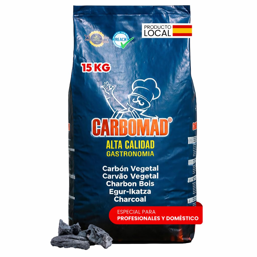 Carbón Vegetal Marabú Profesional 15kg Hostelería Barbacoa Alta Temperatura Combustión Lenta Sin Humo Ni Chispas Gran Duración Ideal Parrillas Restaurantes Cocina Industrial