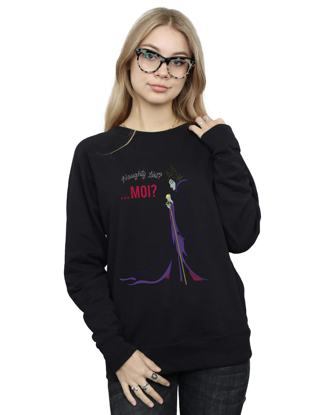 Disney Women's Maleficent Christmas Naughty List Sweatshirt Black XX-Large