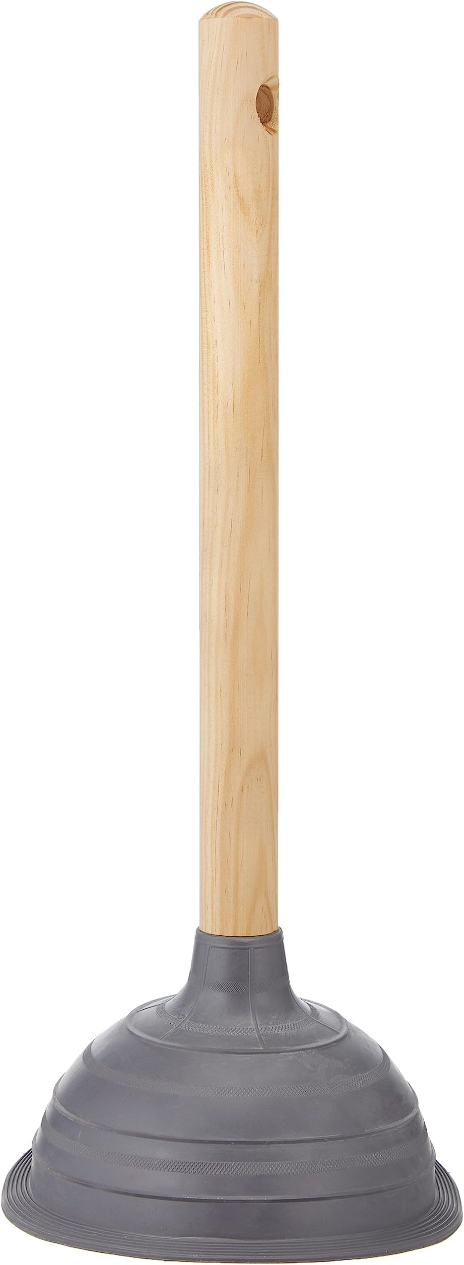 Paul Masquin Suction Plunger with Wood Handle, Grey