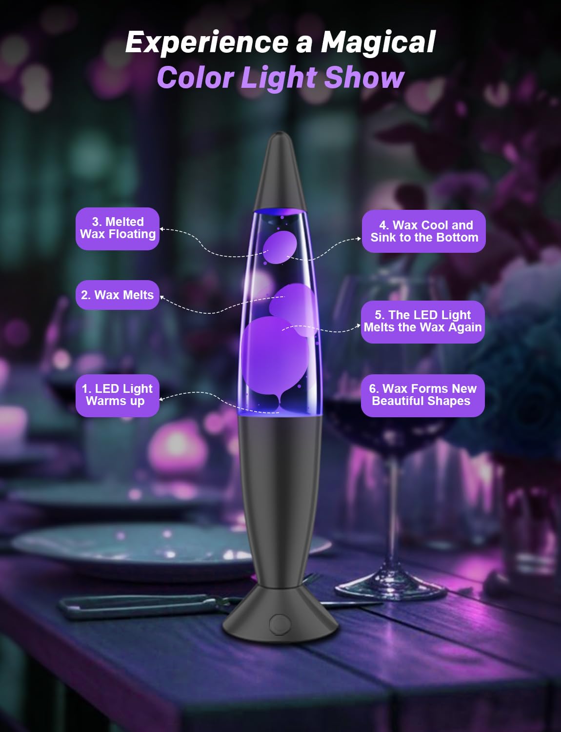 AONESY Lampe à lave pour enfants avec 17 changements de couleur : Grande lampe à lave pour la gestion du stress et la relaxation | Grandes lampes à lave noir or | Lampe à paillettes à intensité