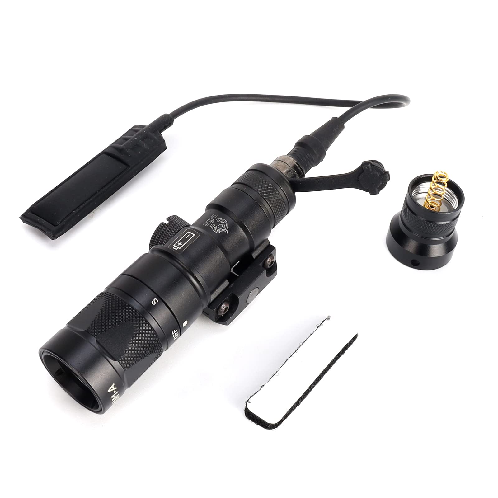 NE M300W Rifle Light Mini Picatinny Flashlight Tactical Scout Light Airsoft Night-Evolution Weapon Mounted Light Pro with Pressure Switch Constant Momentary for Gun Hunting 200 Lumens Black NE04055