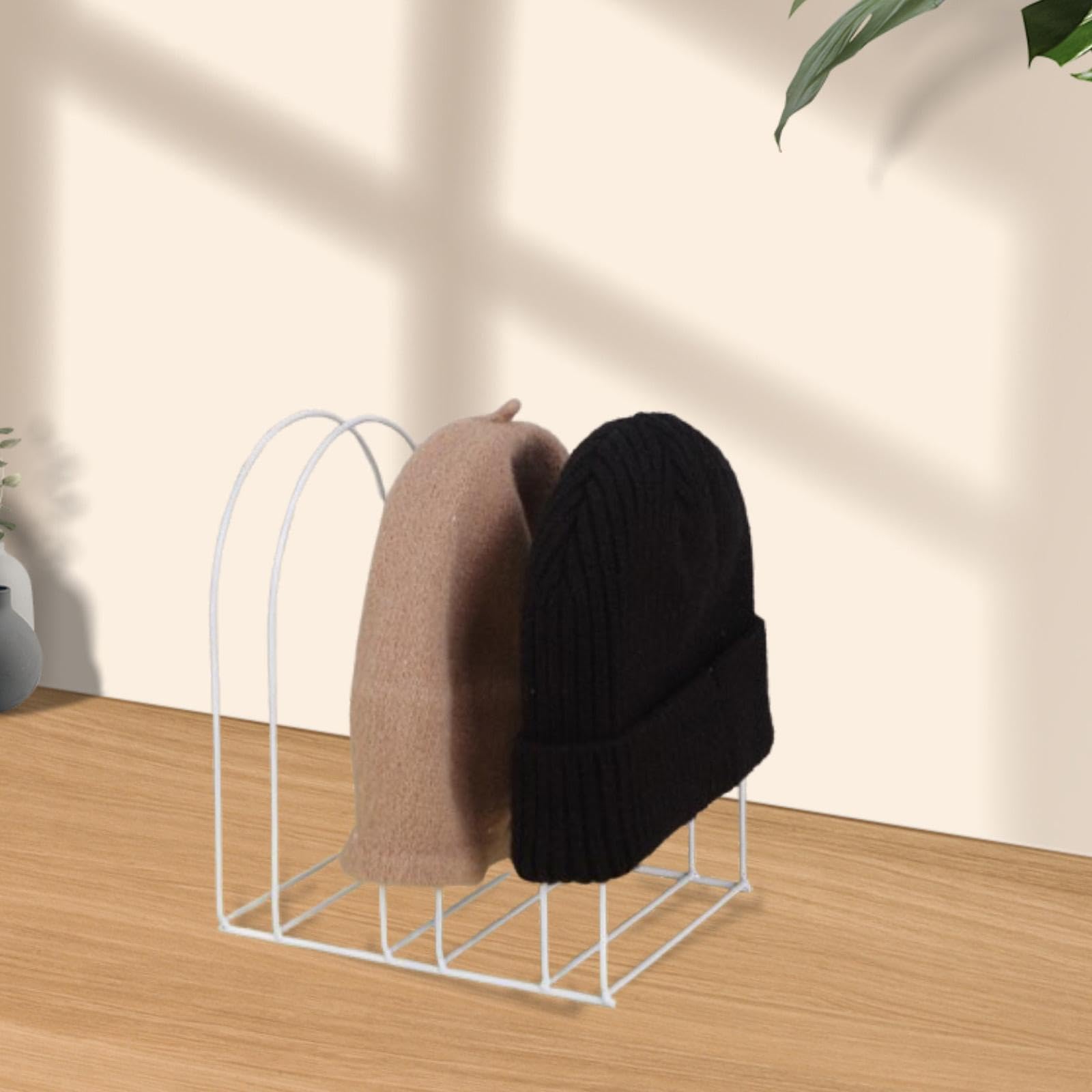 Baoblaze Organizzatore per cappelli, porta cappelli, decorazione moderna, scaffale in metallo, espositore per cappelli di lana, portaoggetti per cappelli in, Bianco