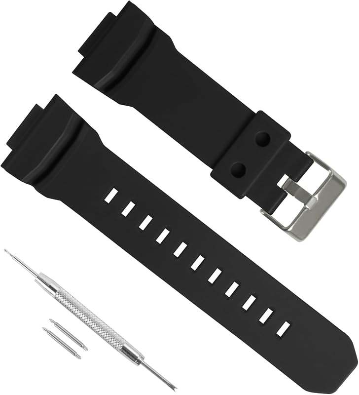 Correa de reloj de silicona de repuesto de 0.630 in para Casio GAS/GAW/GA-150/200/201/300/310 Reemplazo de correa de reloj resistente al agua para hombres, reemplazo de correa de reloj Casio G Shock