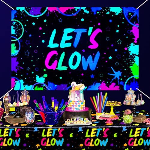 Fondo fotográfico Glow Neon cumple 7x5ft multicolor miniatura 4