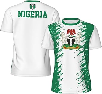Nigeria Flag Grain Sports Jersey T-Shirt 3D Print for Running Cycling Soccer Tennis Fitness Fans Mesh Shirts