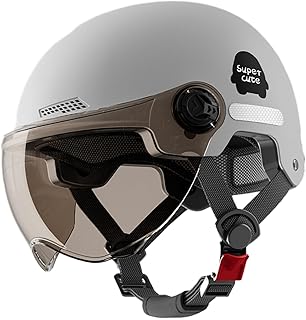 Open Face Motorcycle Helmet with Sun Visor Protection Motorcycle Half Headgear, Half Face Motorbike Helmet for Adults, Sco...