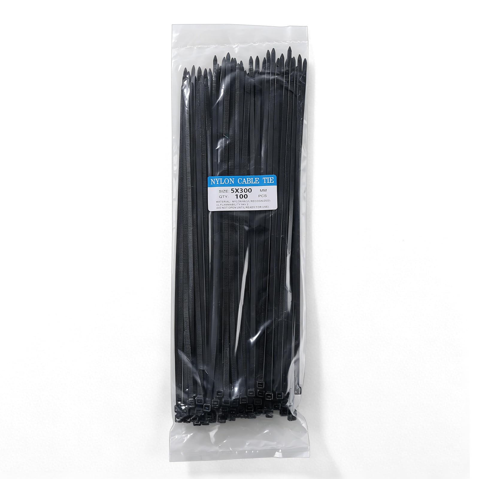 Lychico Cable Ties 100pcs, 300mm x 7.6mm Heavy Duty Nylon Zip Ties, 55kg Tensile Strength, UV Resistant Self Locking Cable Ties, Black Wire Ties for Indoor Outdoor Cable Management, Home DIY, Garden