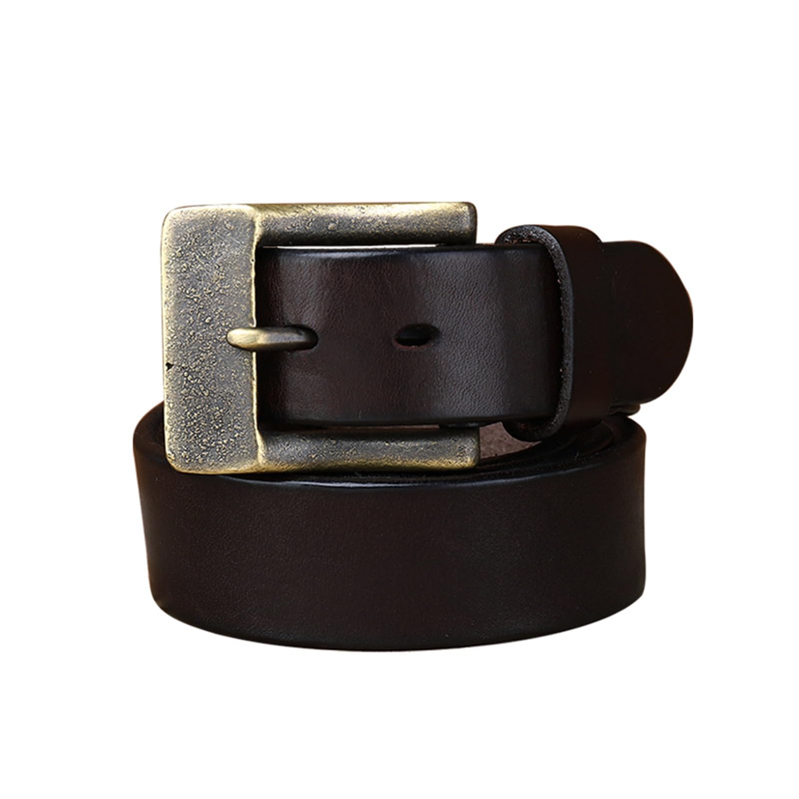 Ceinture pour Hommes 5mm D'épaisseur Ceinturon en Cuir Pleine Fleur 3.8cm De Large pour Jeans Décontractés, Robe De Travail, Boucle en Laiton Antique(100cm/39, Coffee)