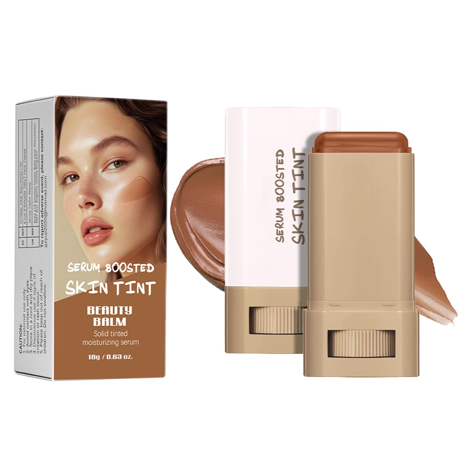 Foundation Stick Beauty Balm Serum Boosted Skin Tint, Solid Tinted Moisturizing Serum Foundation Face Stick, Multifunctional Full Coverage Concealer,
