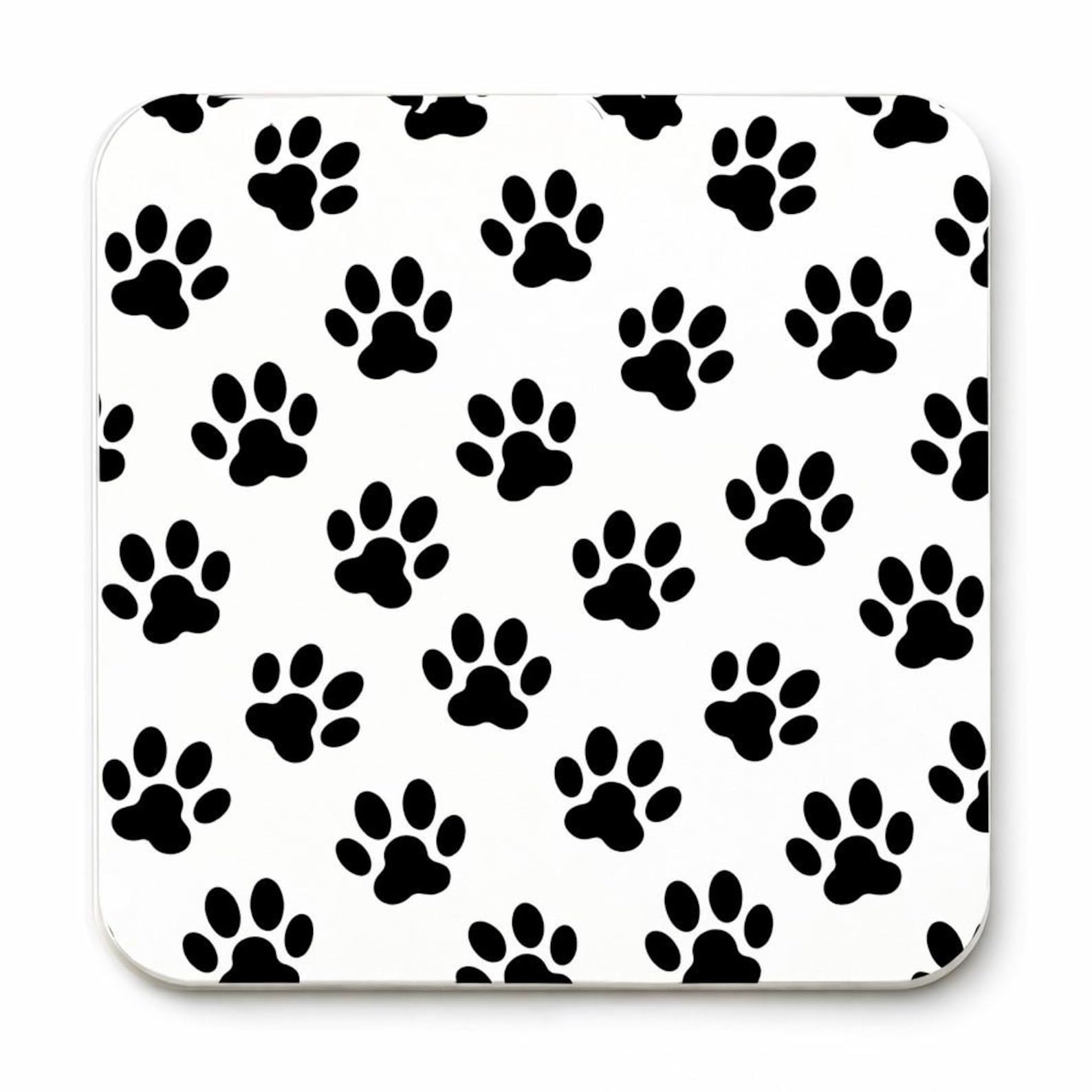 Half A Donkey Multicolor Black Paw Print Square Coaster – Animal Lover Gift