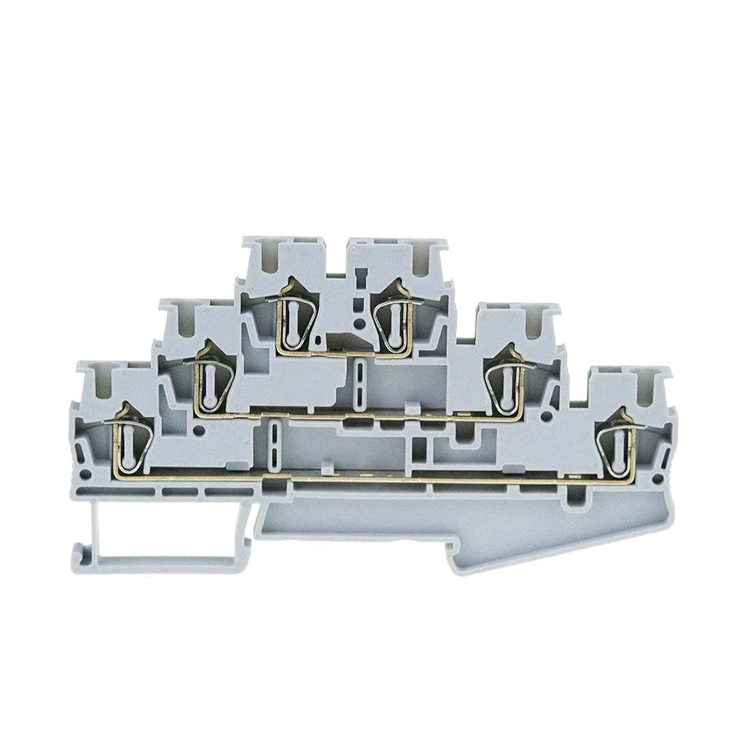 Spring Terminal Block 10Pcs ST-2.5-3L Din Rail 3 Layer Screwless Connection Connector Return Pull Type Wire Conductor ST2.5-3L(Blue)