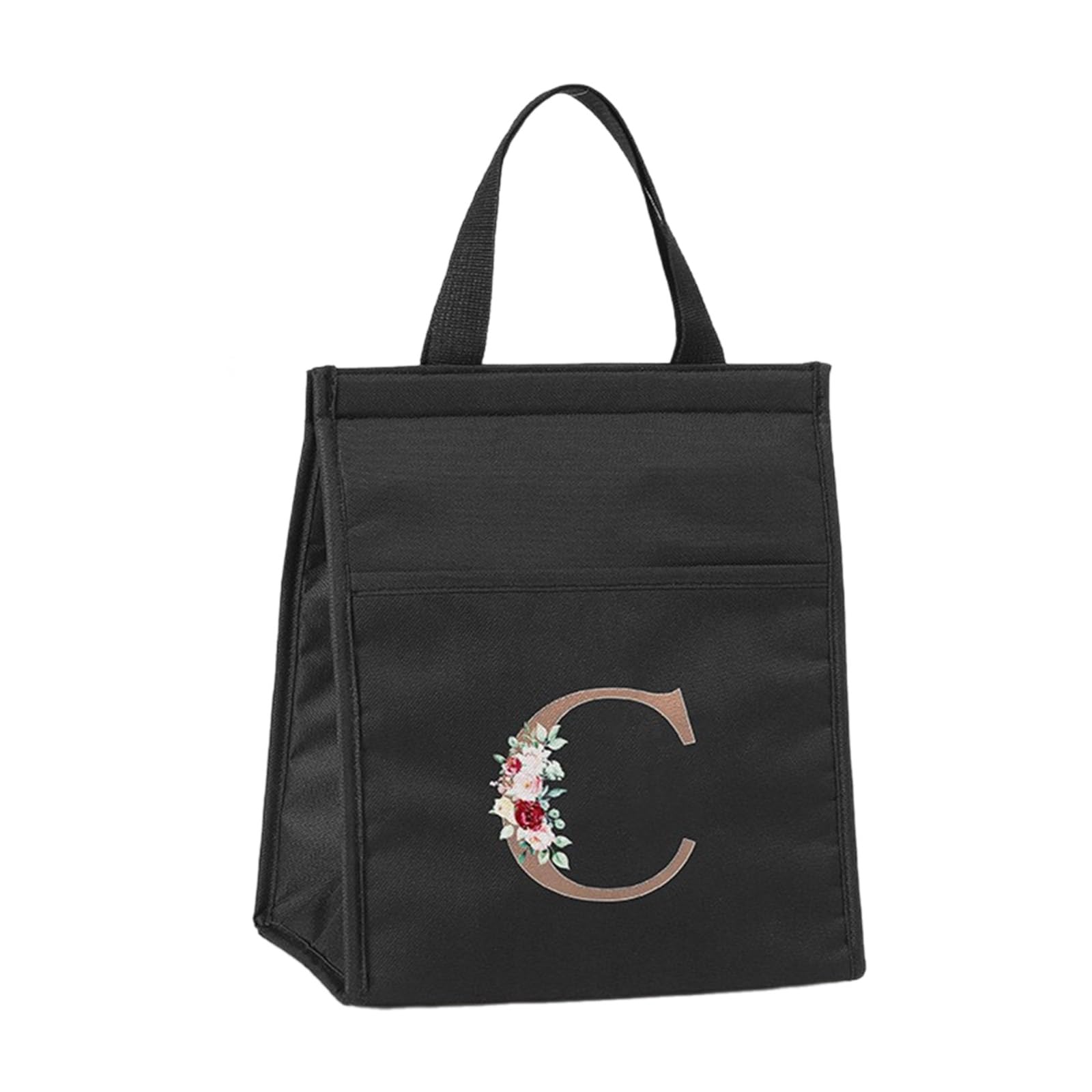Trendy Letter Flower Print Lunch Tote Bag Insulated Handbag Portable Thermal Food Container Easy Meal Transport Outdoor Picnic Lunch Bag