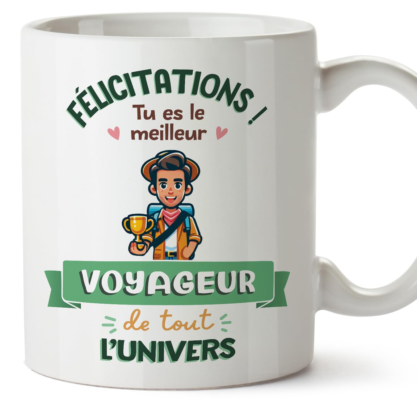MUGFFINS Traveller Man Mug - in French - Meilleur Univers Trophée - Funny Gift for Colleagues - Ceramic 11oz Mug — image 1