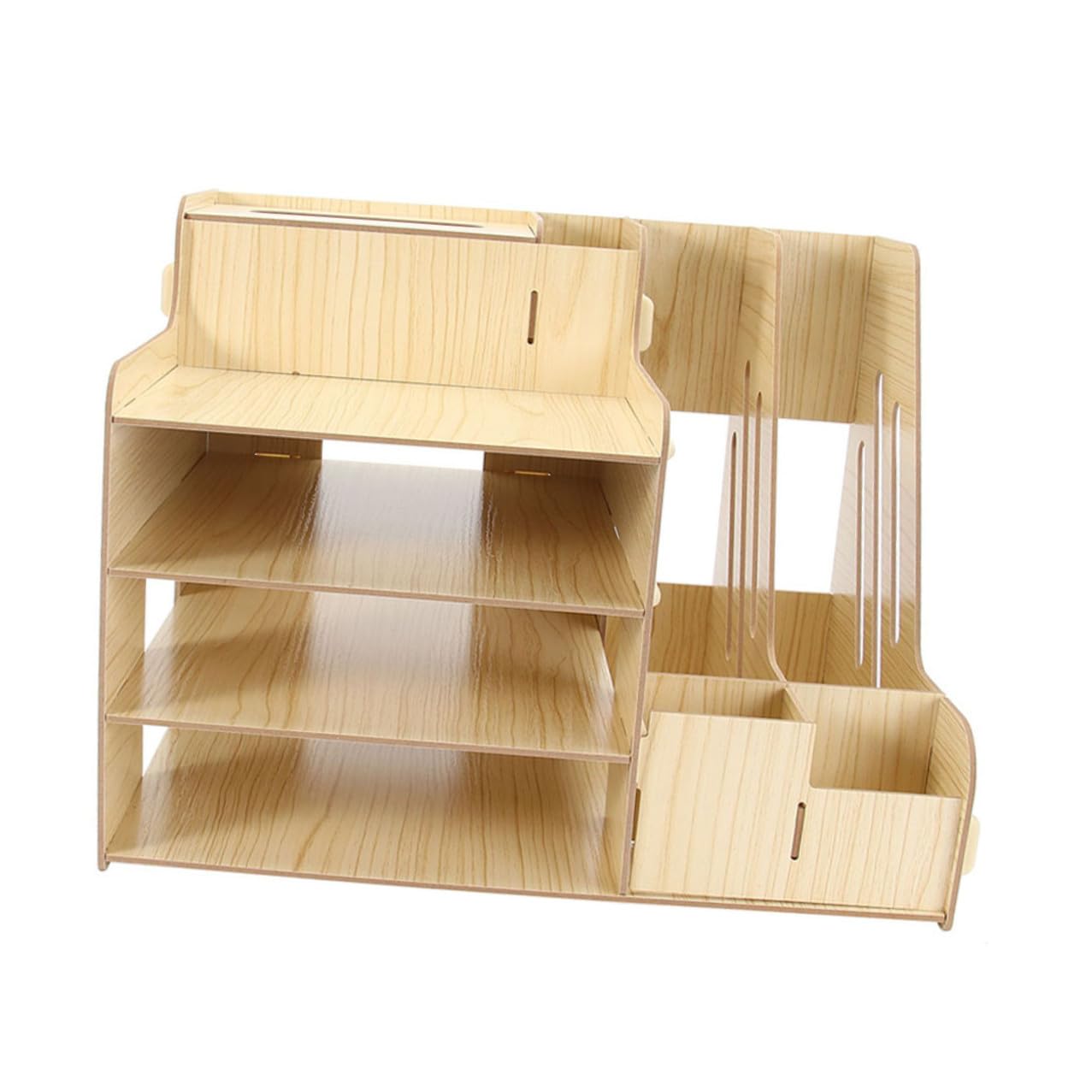 Organizador Escritorio Madera con Compartimentos Múltiples para Almacenamiento Archivos Papelería y Objetos Varios Diseño Deslizante para Oficina y Hogar