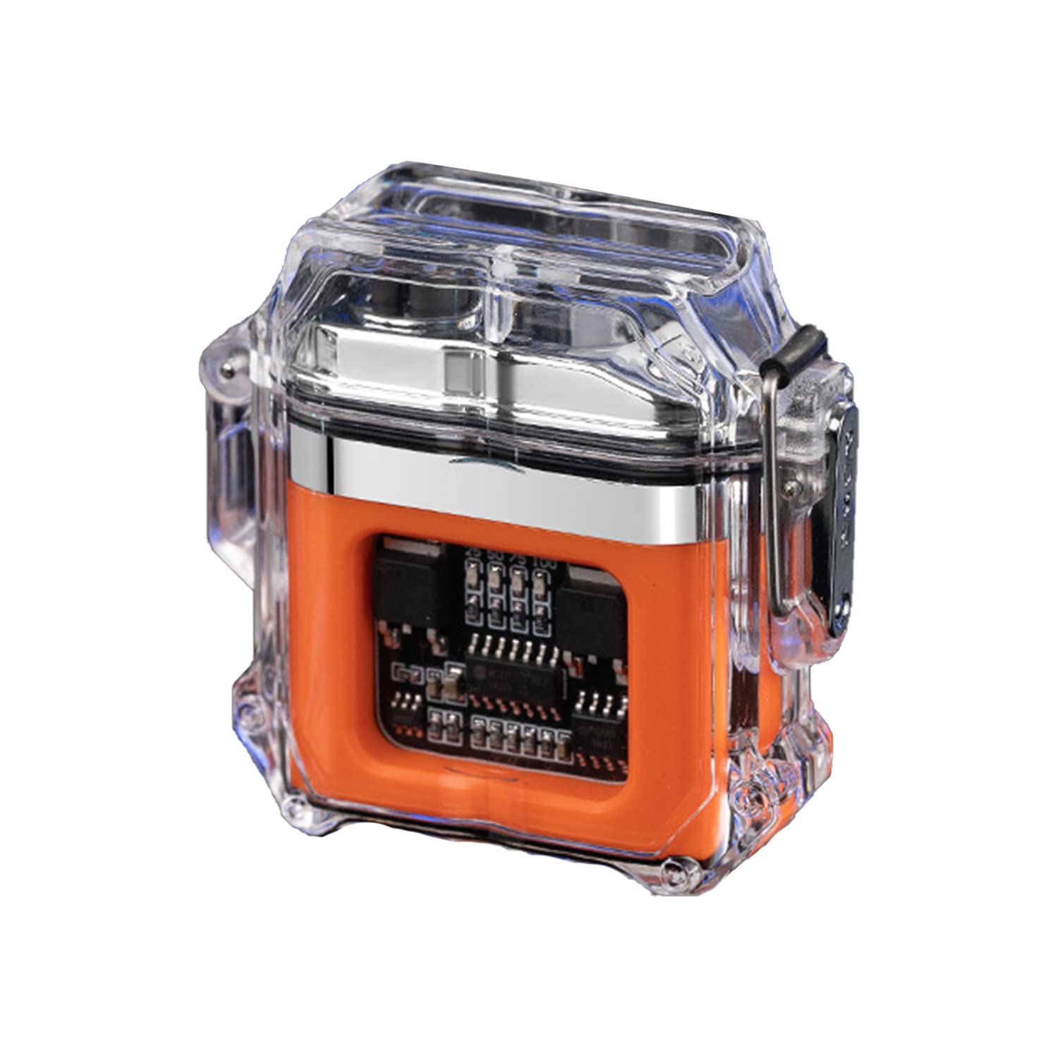 Briquet Électrique Étanche L'extérieur Affichage Puissance du Corps Transparent Coupe-Vent Briquet Plasma à Double Arc avec Cordon pour Randonnée Camping L'Aventure