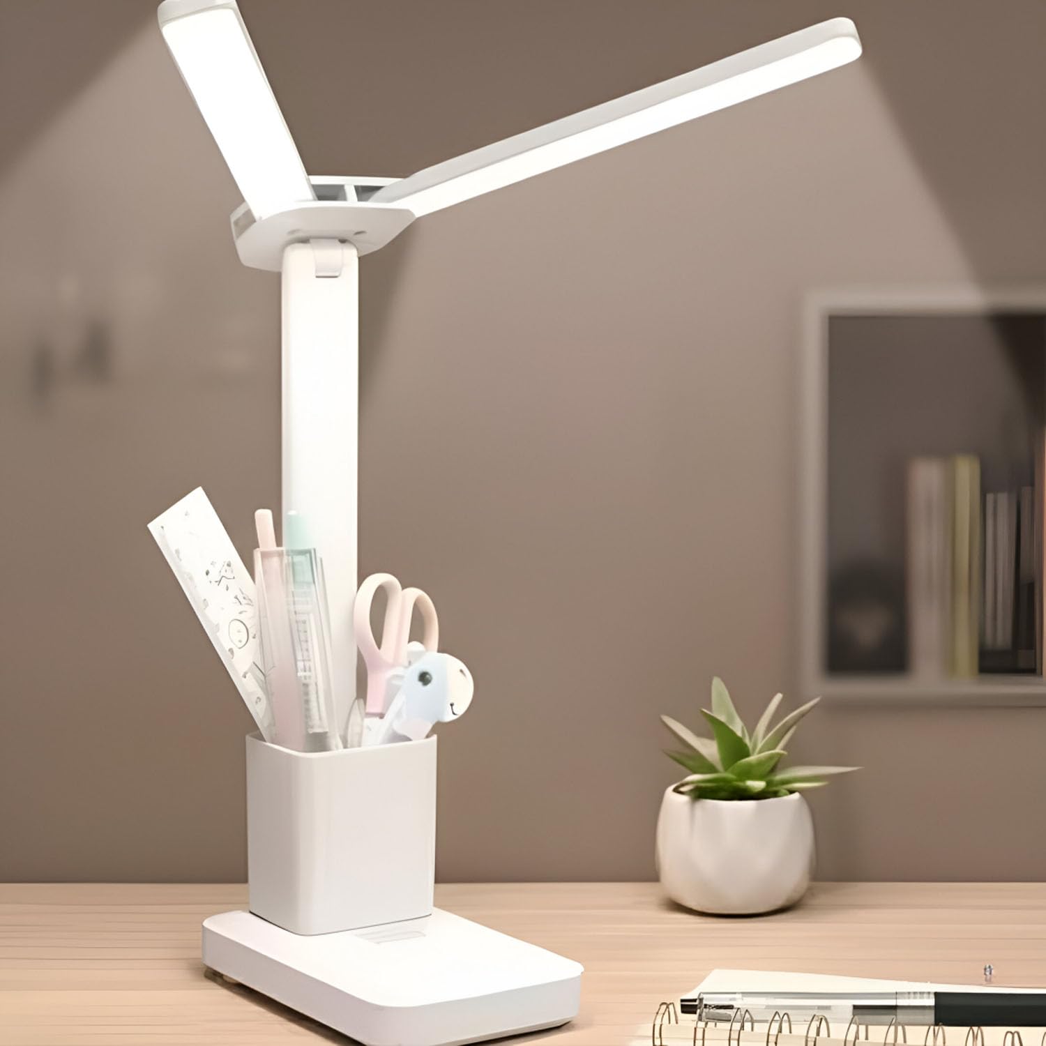 GITGRNTH Dual Head Reading Light Rechargeable 1200mAh Battery, 3 Colour Modes (Warm/Natural/Cool White), Adjustable Brightness, Eye Care LED Study Lamp for Desk, Bedside & Office & Bedroom & Office-image-40
