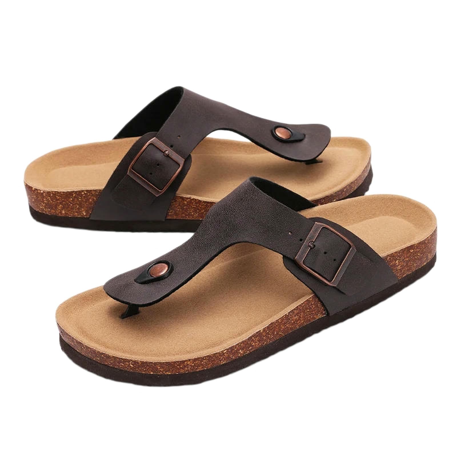 Ciabatte Uomo Pantofole Estive da in Sughero, Supporto per Arco, Suola Morbida, Infradito Casual Camera Letto-nero-43