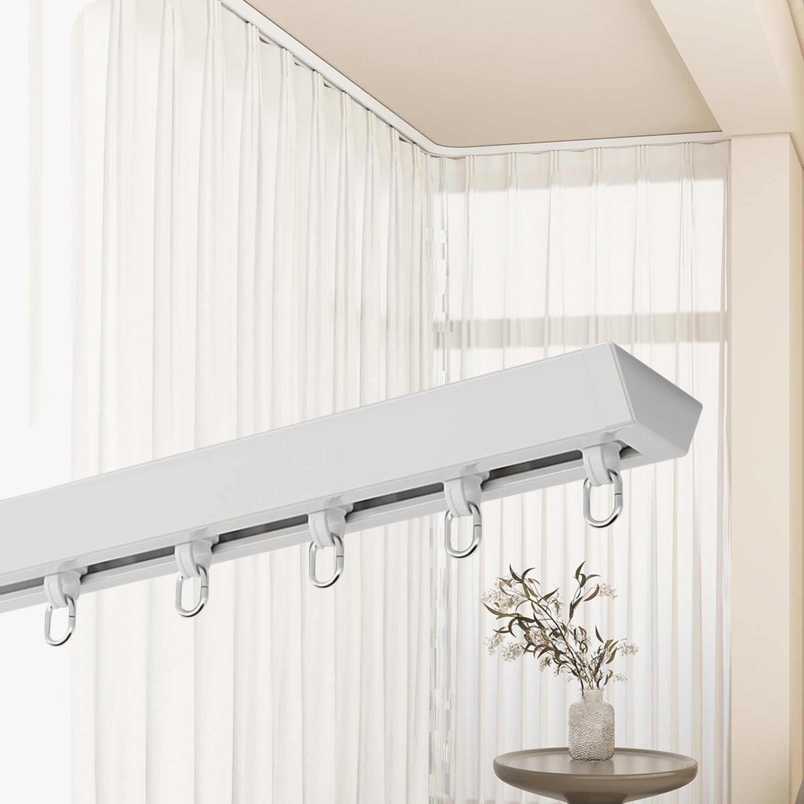 Ultracienki system samoprzylepny ze stopu aluminium - 70-500 cm idealny do salonu, sypialni, rozdzielacz pokoju - biały pręt 1,8 m