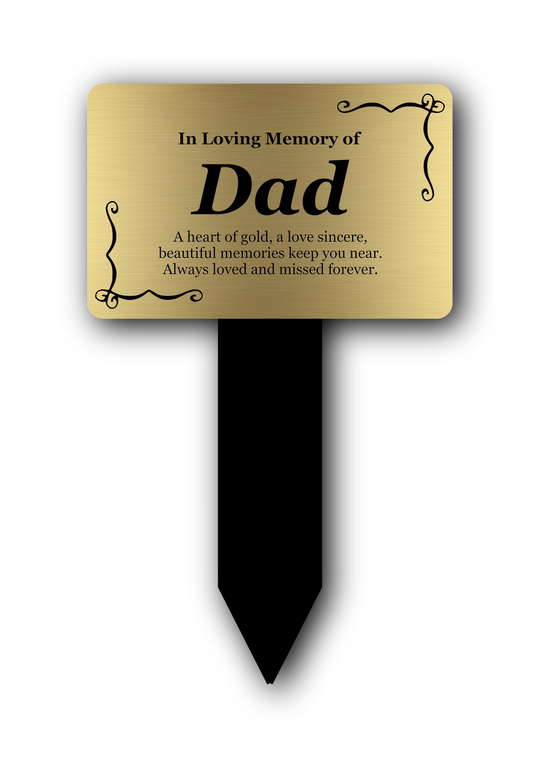 Origindesigned Gold Dad Bereavement Gifts. Dad Memorial Plaques, Gardens Ground Stake Or Grave Ornaments - Acrylic, Waterproof And Hard Wearing. Shipped Globally. (Dad Memorial Gold)