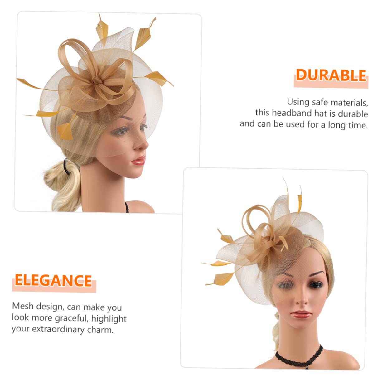 Abaodam 5pezzi Fascinator Elegante per Donne con Design Rete e Piume Artificiali Copricapo per Feste Matrimoni e Tea Party Accessorio Romantico e Leggero per Occasioni Speciali
