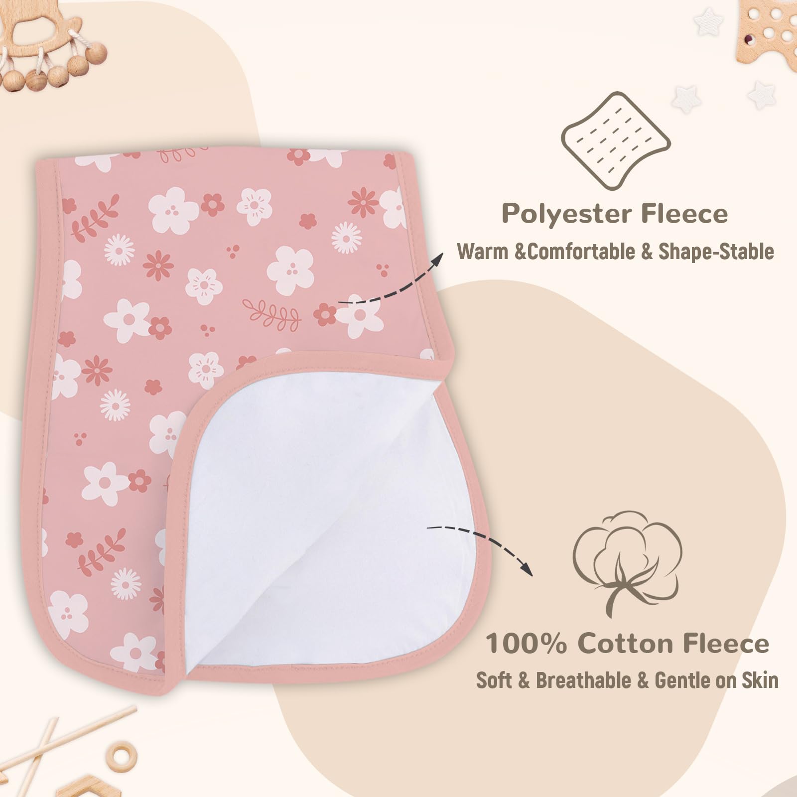 Shaeotek Muslin Cloths for Baby Boys and Girls Pink Flower 8 Packs Pure Cotton Super Absorbent and Soft Burping Towels for Infant Squares Baby Essentials for Newborn - Image 4
