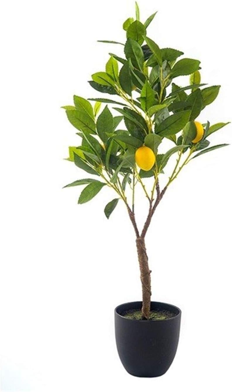 SUWIN Fresh Country Simulation Plant Lemon Tree, With Flower Pot, Plastic Handmade Fake Flower Potted Plant, Indoor And Outdoor Holiday Decoration, 35X72cm