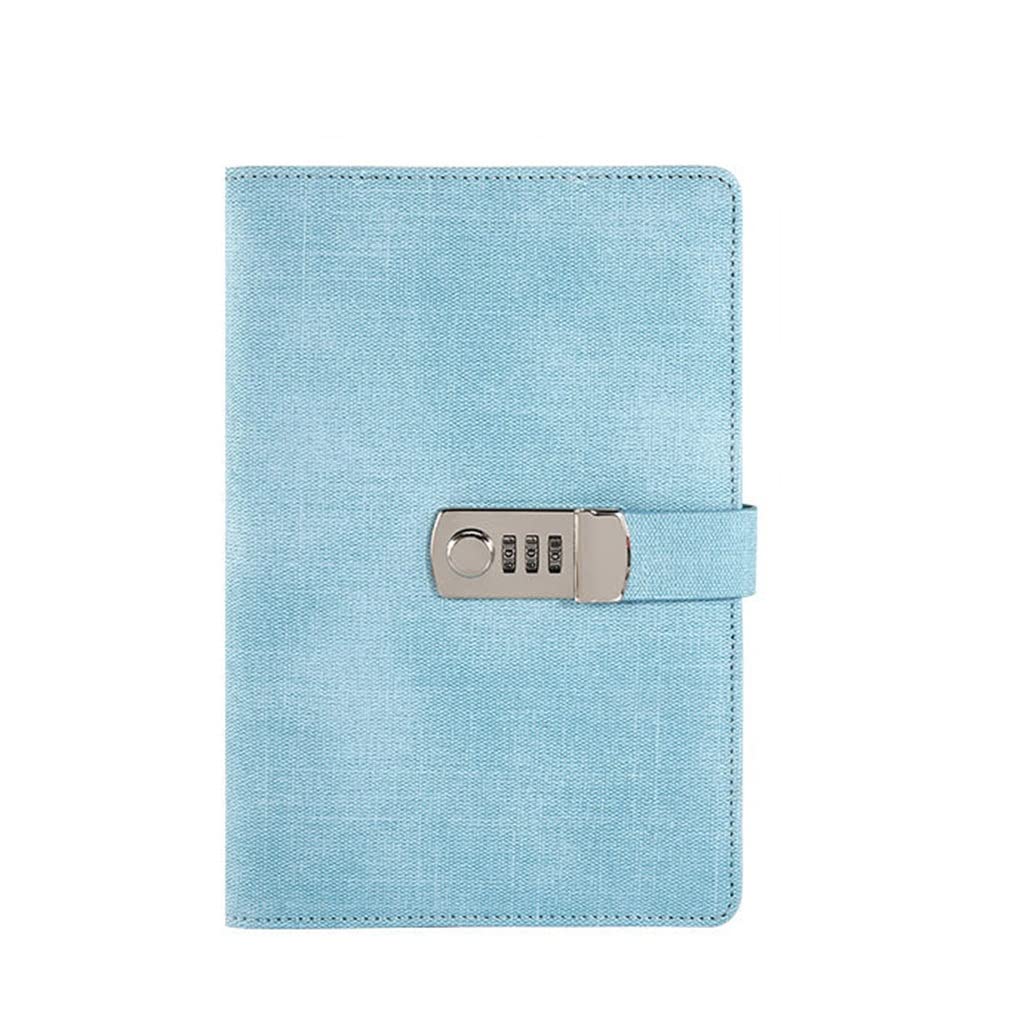 Passwort-Notizbuch A5 Retro mit Schloss, Notizbücher, Denim-Schloss, Tagebuch, Reisender, Notizblock, Planer (B A5)
