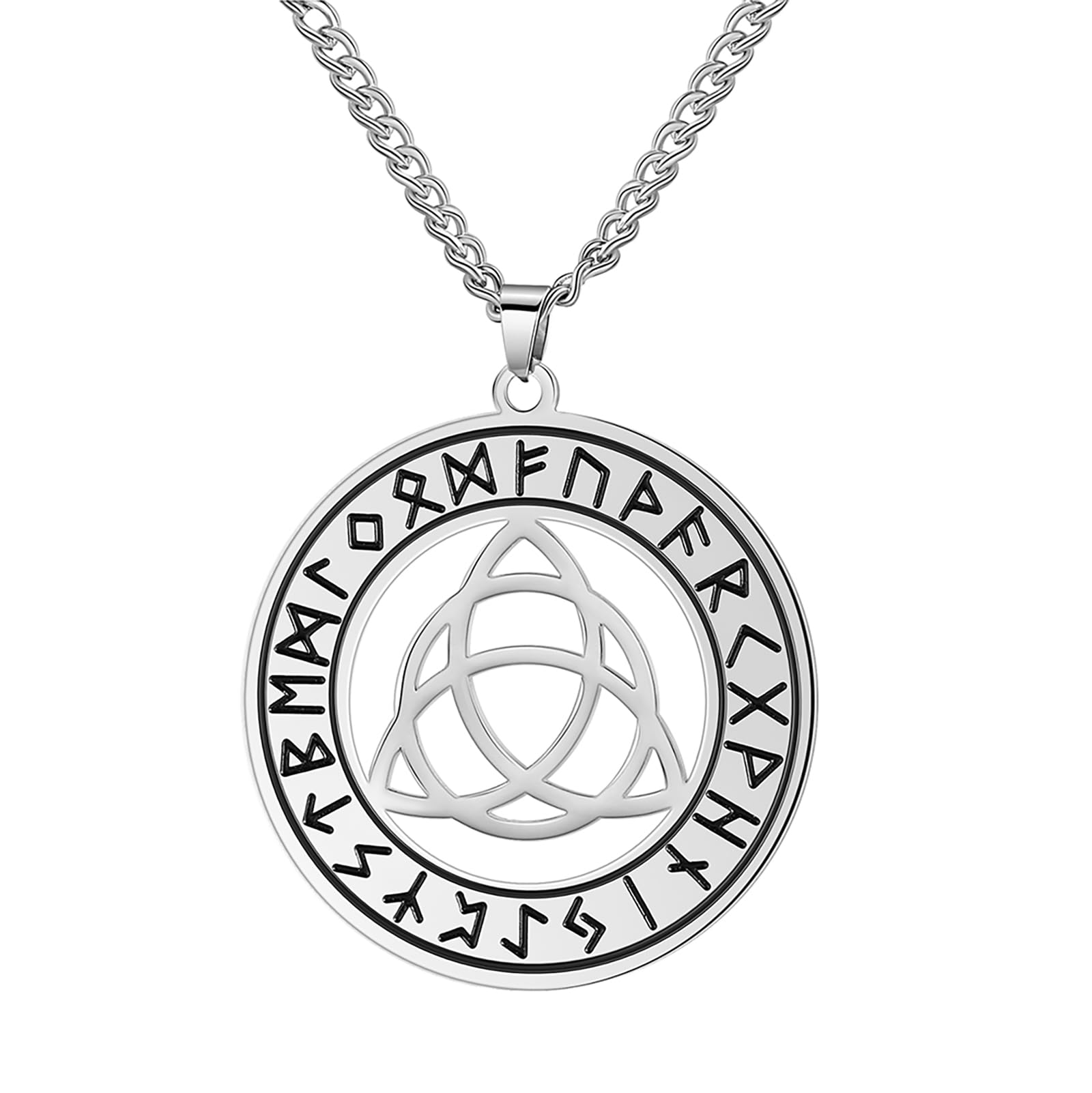VASSAGO Nordische Wikinger Anhänger Halskette Edelstahl aushöhlen Kompass Valknut Keltischer Knoten Halsketten nordische Rune Dreizack Vegvisir Anhänger nordischen heidnischen Schmuck