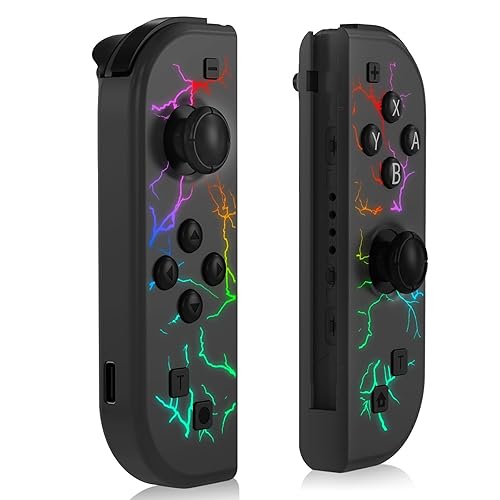Fliresy Compatible for Nintendo Switch Joycon Controller, Replacement for Switch Joycon, Controller for Switch/Lite/OLED, with 6-Axis Gyro, Dual Vibration, Motion Control, Screenshot, Wake-up(Black)
