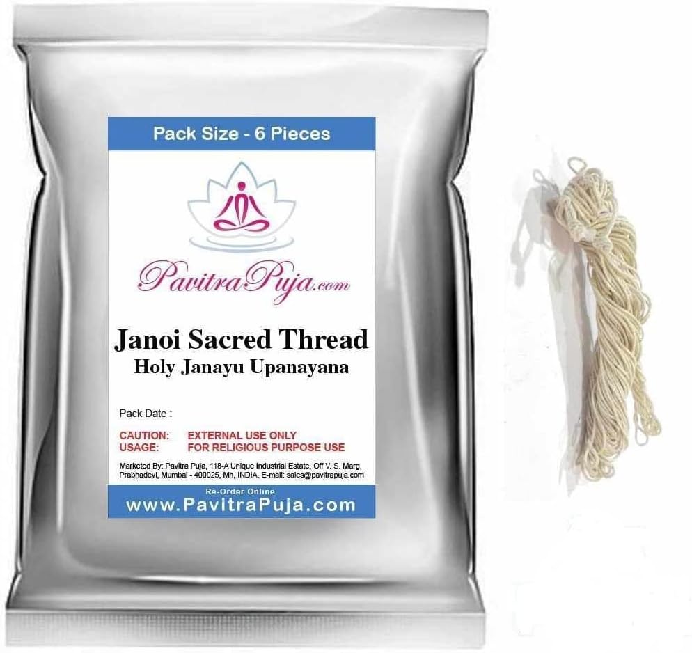 Janayu Yagnopavit Janoi Holy Thread Upanayana White Janeau (Pack of 6)