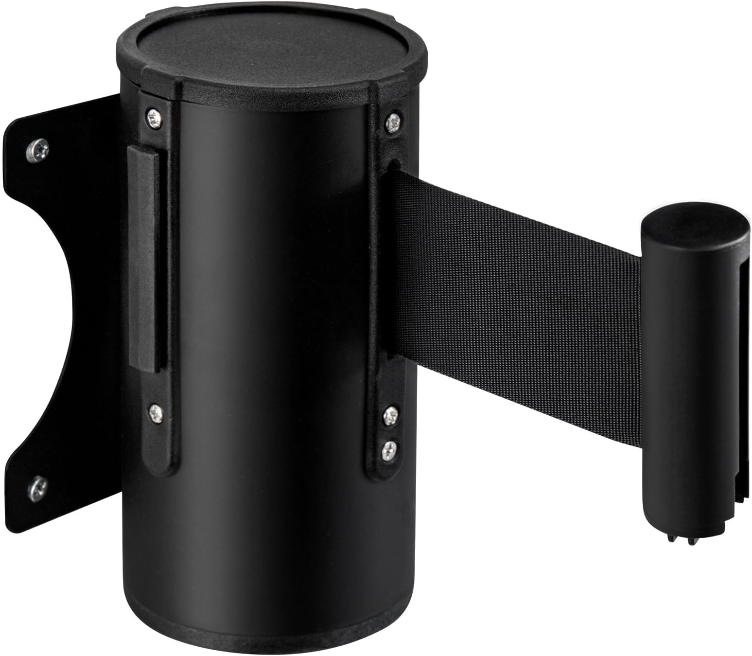 Youyijia Queue Barrier Belt 5M 16.4ft Wall Mounted Retractable Red Security Belt Rope Barrier with Stainless Steel Support for Outdoor Ribbon Control Crowd (Black)
