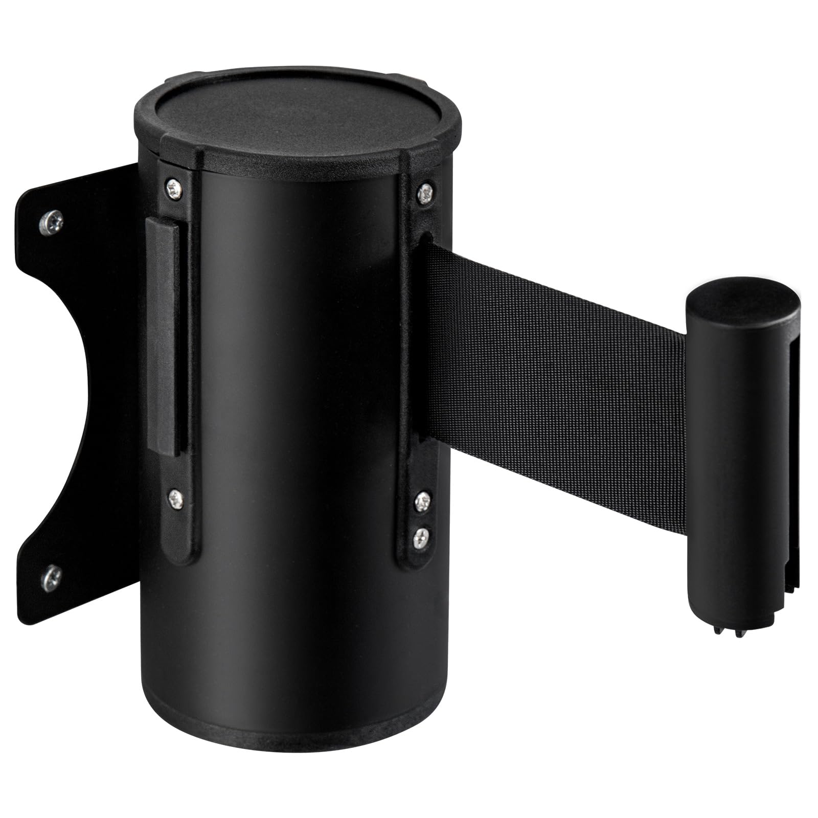 YouyijiaQueue Barrier Belt 5M 16.4ft Wall Mounted Retractable Red Security Belt Rope Barrier with Stainless Steel Support for Outdoor Ribbon Control Crowd (Black)