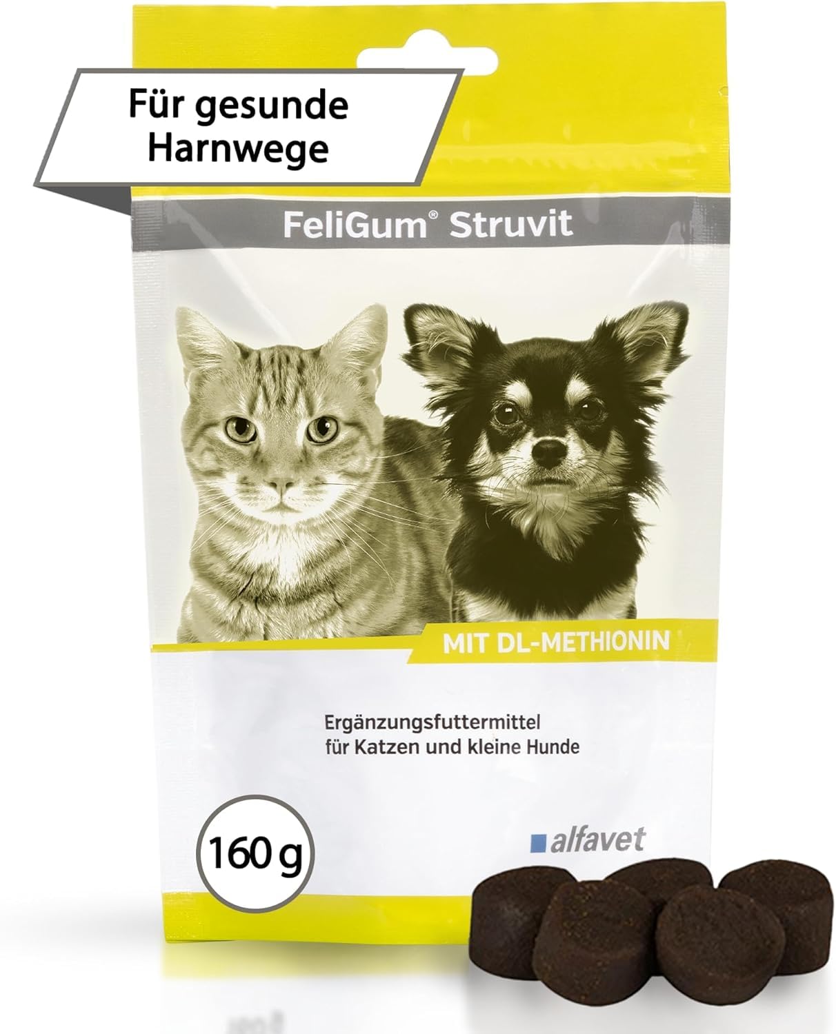 alfavet Feligum Struvit, Doppelpack, Kaudrops zur Auflösung von Struvitsteinen, Katzen und kleine Hunde, 2 x 160g