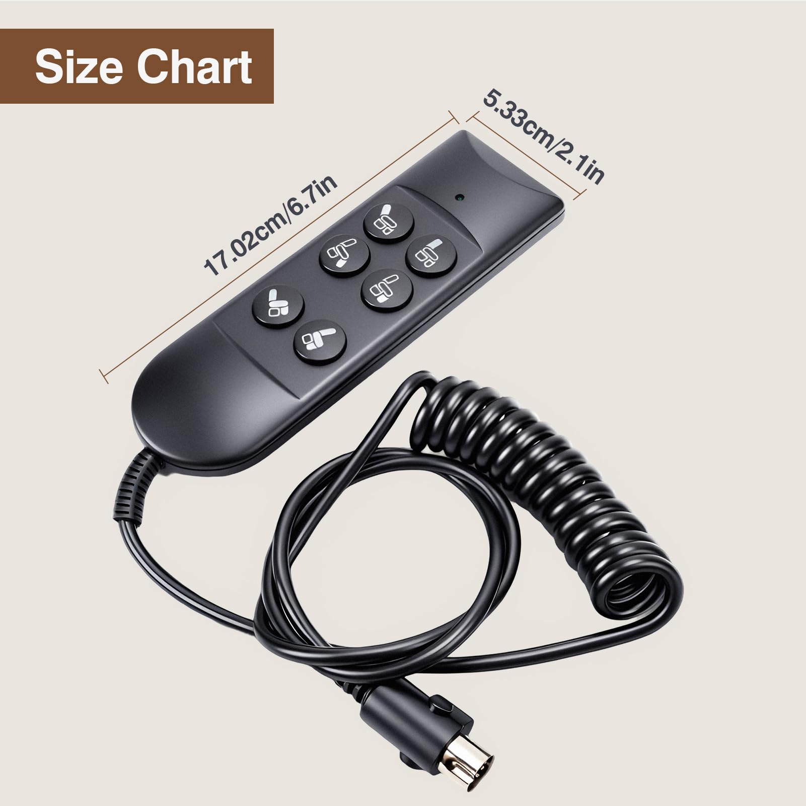 Yosoo Health Gear Contrôleur de Fauteuil Inclinable Électrique 6 Boutons 5 PIN, Interrupteur Manuel de Fauteuil Inclinable, Électrique Chaise Inclinable Télécommande pour Canapé Électrique