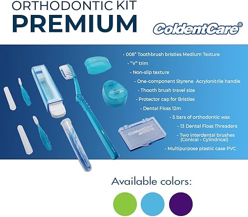 Miniatura 7 de Kit de cuidado bucal de ortodoncia para la limpieza de soportes de frenos, incluye cepillo de dientes y tapa, cepillo de dientes de viaje, hilo