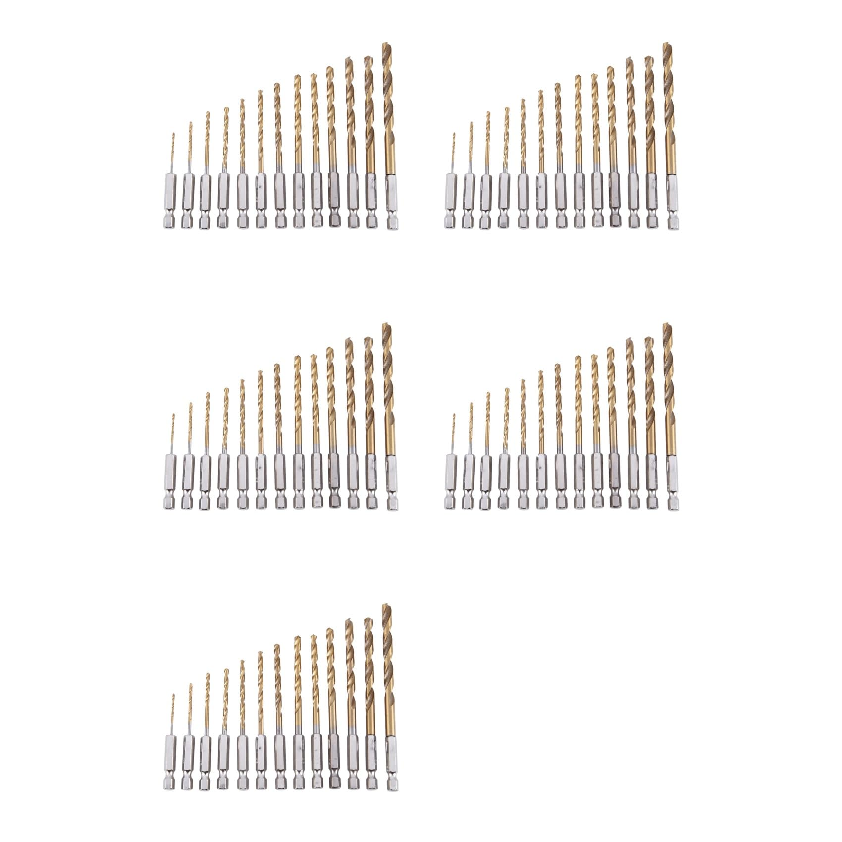 Jnchdghwa Gold & Silver 65Pc Hss Titanium Coated Drill Bit Set With 1/4Inch Hex Shank