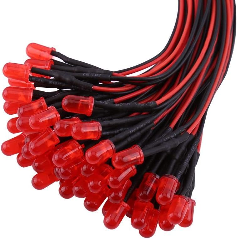 50 Uds diodos LED difusos DC12V precableados luz multicolor 3/5/10mm luz LED difusa lente coloreada pequeñas lámparas LED(5mm-Vistoso)